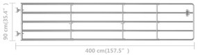 Πόρτα Αγροκτήματος με 5 Μπάρες Ασημί (150-400)x90 εκ. Ατσάλινη - Ασήμι