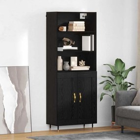 Highboard Μαύρη δρυς 69,5 x 34 x 180 εκ. Επεξεργασμένο ξύλο