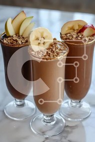 Σετ των 2 Intra Συλλεκτικό Ξύλινο Παζλ Plywood  4mm - Λαχταριστά Smoothies με φρέσκα φρούτα και γκρανόλα Σε Ξύλινο Κουτί - Διαστάσεις: 10x10 cm – 25 κομμάτια