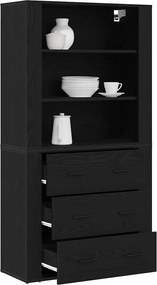 vidaXL Highboard Μαύρη Οξυά 80 x 33 x 150 εκ Επεξεργασμένο ξύλο