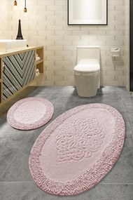 Bathmat Set (2 Pieces) Piante Oval - Pink Multicolor