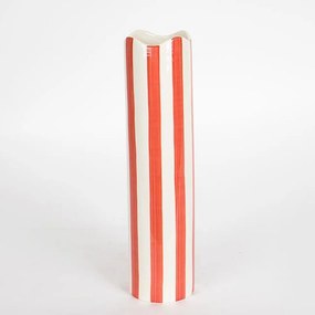 Βάζο Κεραμικό 752-20211 Φ8,2x32cm White-Red Estheti Home Κεραμικό
