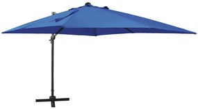 vidaXL Ομπρέλα Κρεμαστή Κήπου με Ιστό και LED Μπλε 300 εκ.