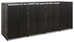 vidaXL Πλαίσιο για Κάδο Απορρ. με Ρόδες Μαύρο 274x80x117εκ Συνθ. Ρατάν