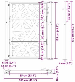 Πύλη κήπου 105x130 cm από χάλυβα καιρικές συνθήκες Light Design - Καφέ