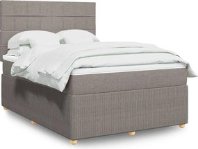vidaXL Κρεβάτι Boxspring με Στρώμα Taupe 140x200 εκ. Υφασμάτινο