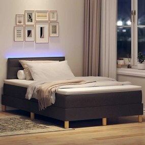vidaXL LED Κρεβάτι με βάθρο Σκούρο Καφέ 120 x 200 cm ύφασμα