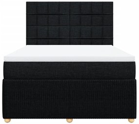 vidaXL Κρεβάτι Boxspring με Στρώμα Μαύρο 140x200 εκ. Υφασμάτινο