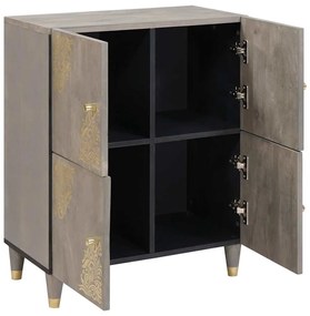 vidaXL Πλαϊνό γραφείο Γκρι και Χρυσό 60 x 33 x 75 cm Μασίφ ξύλο μάνγκο