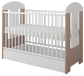 Βρεφικό Κρεβάτι με Συρτάρι  White + Oak Bear  60x120cm BC10046 BabyCute