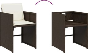 vidaXL Σετ Τραπεζαρίας Κήπου 13 τεμ. Καφέ από Συνθ. Ρατάν με Μαξιλάρια
