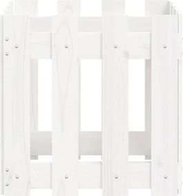vidaXL Ζαρντινιέρα με Σχέδιο Φράχτη Λευκή 40 x 40 x 40 εκ. Μασίφ Πεύκο