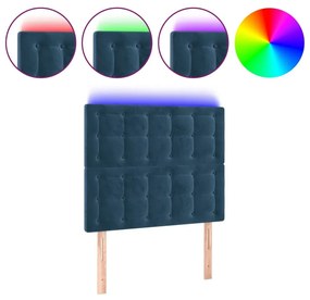 Κεφαλάρι Κρεβατιού LED Σκούρο Μπλε 100x5x118/128 εκ. Βελούδινο - Μπλε