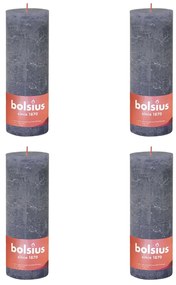 Bolsius Κεριά Κύλινδρος Ρουστίκ Shine 4 τεμ Μπλε Λυκόφωτος 190 x 68χιλ