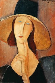 Αφίσα Portrait of Jeanne Hebuterne-In A Large hat, Amedeo Modigliani