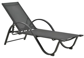 Lounger with arms Attain aluminum and textilene in gray shade 200x62x35 200x62x35 εκ.