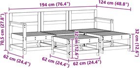vidaXL Σετ Ξαπλώστρας Κήπου 5 pcs Κερωμένο Καφέ Στερεό πεύκο