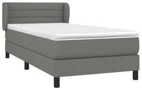 Κρεβάτι Boxspring με Στρώμα Σκούρο Γκρι 90x200 εκ. Υφασμάτινο - Γκρι