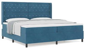 vidaXL Κρεβάτι με ελατήρια με κεφαλάρι Μπλε 200 x 200 cm Βελούδο