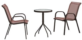 vidaXL Σετ Μπιστρό Κήπου 3 pcs Καφέ Ατσάλι