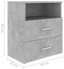 Κομοδίνα 2 τεμ. Γκρι Σκυροδέματος 50 x 32 x 60 εκ. - Γκρι