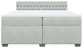 vidaXL Κρεβάτι Boxspring με Στρώμα Ανοιχτό Γκρι 200x200 εκ. Βελούδινο