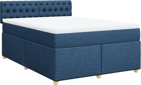 vidaXL Κρεβάτι Boxspring με Στρώμα Μπλε 140x200 εκ. Υφασμάτινο