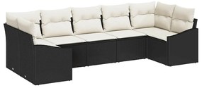 vidaXL Σετ Καναπέ Κήπου 7 pcs Μαύρο Πολυ ράταν