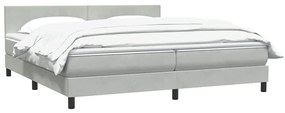 Κρεβάτι Boxspring με Στρώμα Ανοιχτό Γκρι 180x210 εκ. Βελούδινο - Γκρι