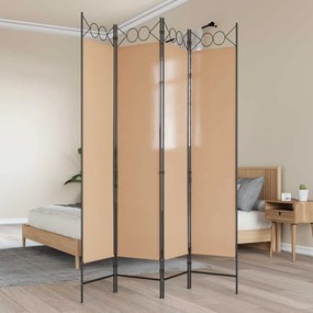 vidaXL 4-Πίνακας Διαχωριστικός Μπεζ 160 x 200 cm Ύφασμα