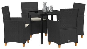 vidaXL Σέτ φαγητού για κήπο 5 pcs Μαύρο συνθετικό ρατάν