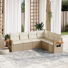 vidaXL Patio Sofa Set 6-θέσια Beige and Cream