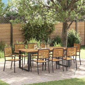 vidaXL Σετ Γευσιγνωσίας Κήπου 9 pcs Μαύρο 200 x 90 x 75 cm