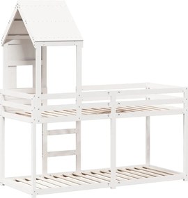 vidaXL Κουκέτα με Οροφή Λευκό 80x200 εκ. από Μασίφ Ξύλο Πεύκου