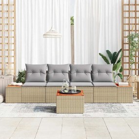 vidaXL Σετ Καναπέ Κήπου με μαξιλάρι 5 pcs Μπεζ Πολυ ράταν