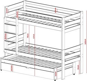 LESSI 80x200 white bunk bed Lano Furniture