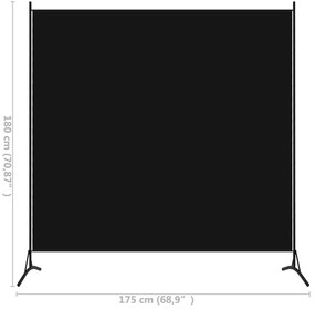 vidaXL Διαχωριστικό Δωματίου Μαύρο 175 x 180 εκ. Υφασμάτινο