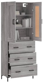 vidaXL Ντουλάπι Γκρι Sonoma 69,5 x 34 x 180 εκ. Επεξεργασμένο Ξύλο