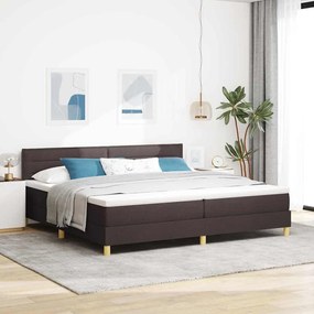 vidaXL Κρεβάτι Box Spring με Στρώμα Σκούρο Καφέ 200x200 εκ. Ύφασμα