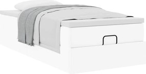 vidaXL Οθωμανικό κρεβάτι με στρώμα Λευκό 90x200cm Faux Leather