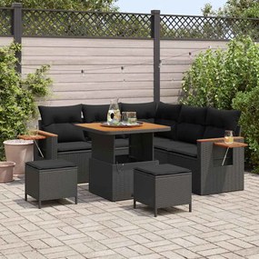 vidaXL Σετ Καναπέ Κήπου με μαξιλάρι 8 pcs Μαύρο 80 x 80 x 71 cm