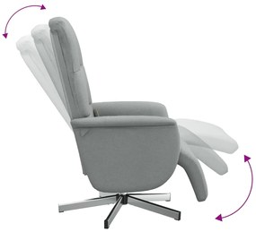 vidaXL Πολυθρόνα Μασάζ Ανακλινόμενη με Υποπόδιο Αν. Γκρι Υφασμάτινη