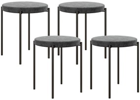 Σκαμπό κουζίνας HOMCOM σετ 4 τεμαχίων, στοιβαζόμενα, όψη βελούδο, έως 100kg, ατσάλινο πλαίσιο, 41,5 x 41,5 x 46 cm, Σκούρο Γκρι