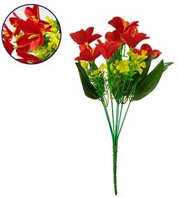 Διακοσμητικό Μπουκέτο Rain Lily 09085 15x15x33cm Yellow-Red GloboStar Πλαστικό