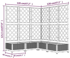 Ζαρντινιέρα Κήπου με Καφασωτό Λευκή 120x120x121,5 εκ. Πολυπροπ. - Λευκό