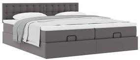 vidaXL Οθωμανικό κρεβάτι με στρώματα Γκρι 200x200cm Faux Leather