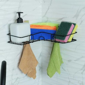 Μεταλλικό Γωνιακό Ράφι 26x26x9cm Άσπρο ή Μαύρο - Μαύρο