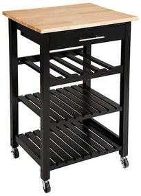 Τρόλεϊ-Ραφιέρα Claude mdf μαύρο - φυσικό 58x48x87.5εκ 58x48x87.5 εκ.