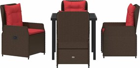 vidaXL Σέτ φαγητού για κήπο 5 pcs Καφέ Πολυ ράταν