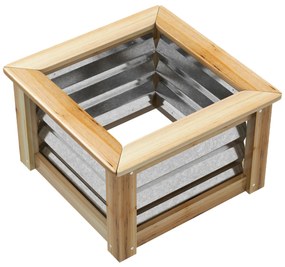 Outsunny Υπερυψωμένο παρτέρι, αυτόματης αποστράγγισης, ανοιχτός πάτος, μέταλλο+ξύλο, 45 x 45 x 30cm